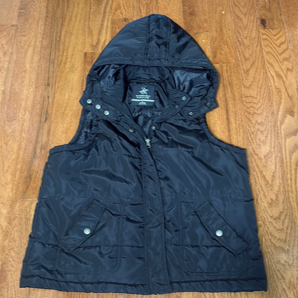 BEVERLY HILLS POLO CLUB PUFFER VEST HOODED ZIPPED BLACK IN SIZE XL